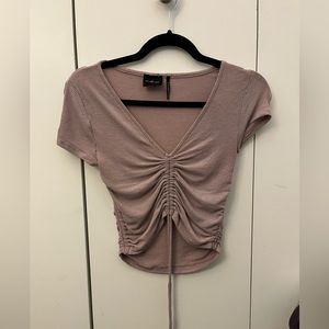 lavender light knit scrunch tie front top size S urban outfitters